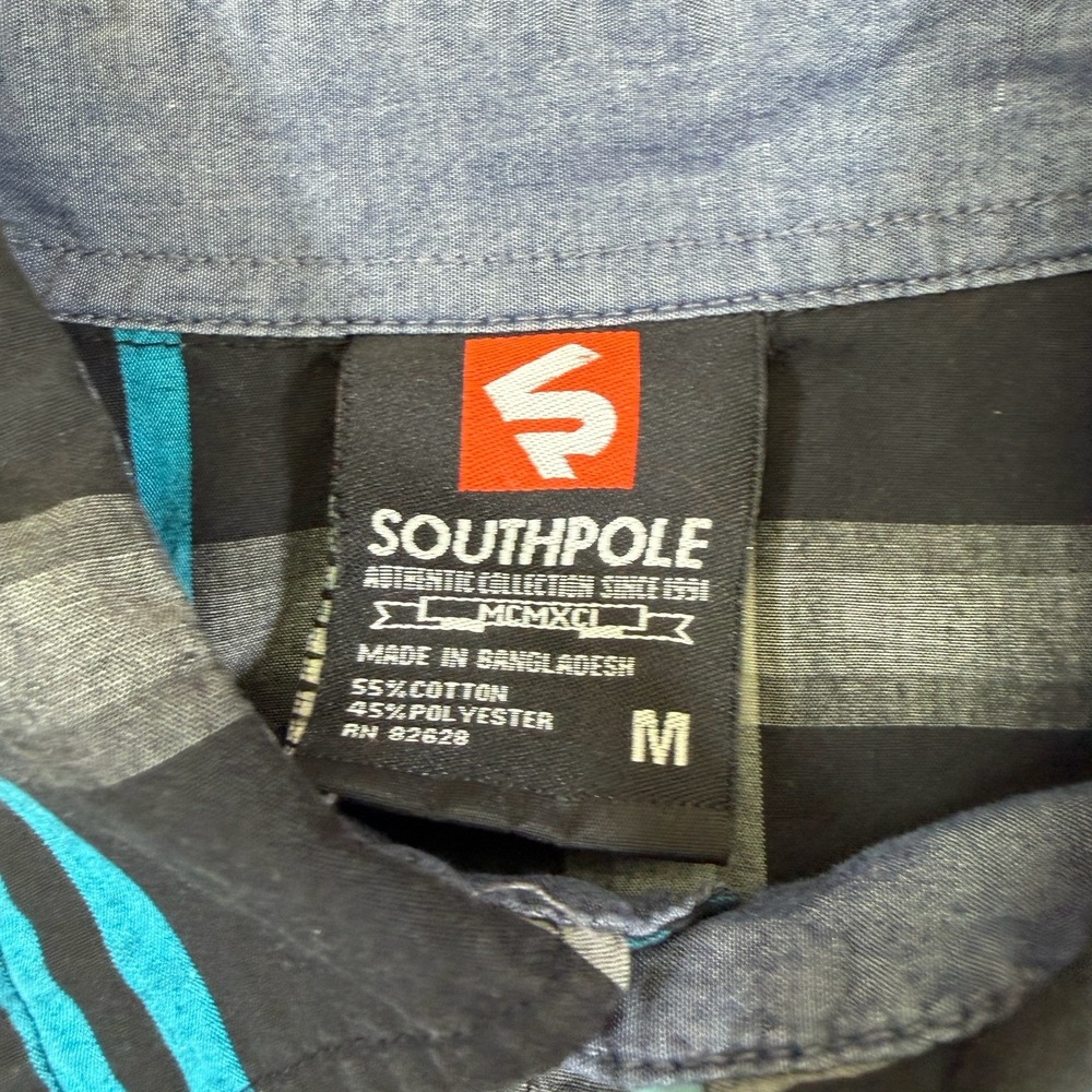 Vintage SouthPole Shirt Mens Medium Black Plaid Button Up Longsleeve - Picture 9 of 10